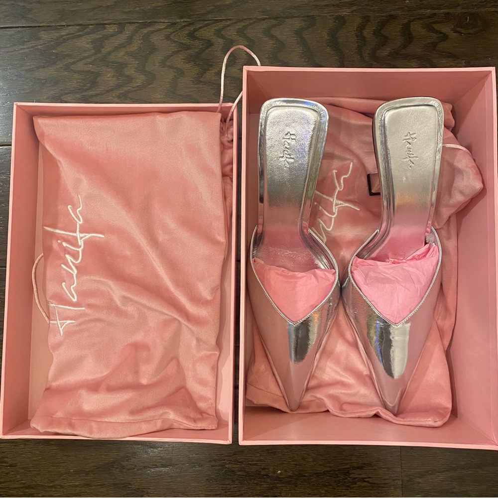 Hanifa Nuri Pump Mule in Silver 38.5